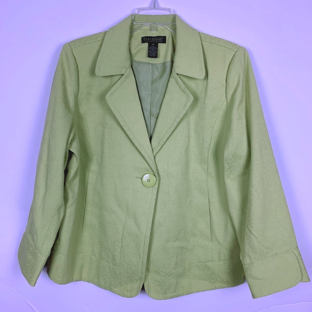 Dialogue Textured Lgt Green Jacket - Size 2X